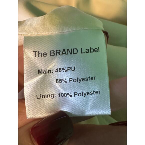 The Brand Label tan faux leather ruched midi skirt size small - Picture 4 of 16